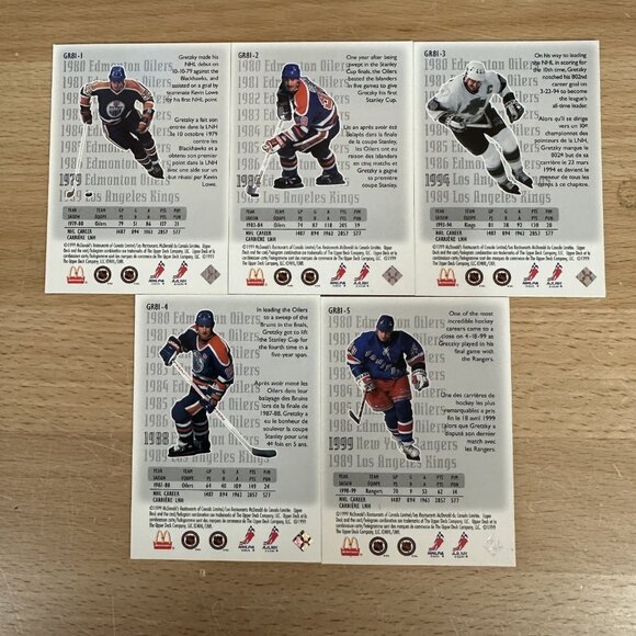 1999-00 Upper Deck Retro McDonald's Gretzky The Great Career Hockey Set (5) - Picture 2 of 2